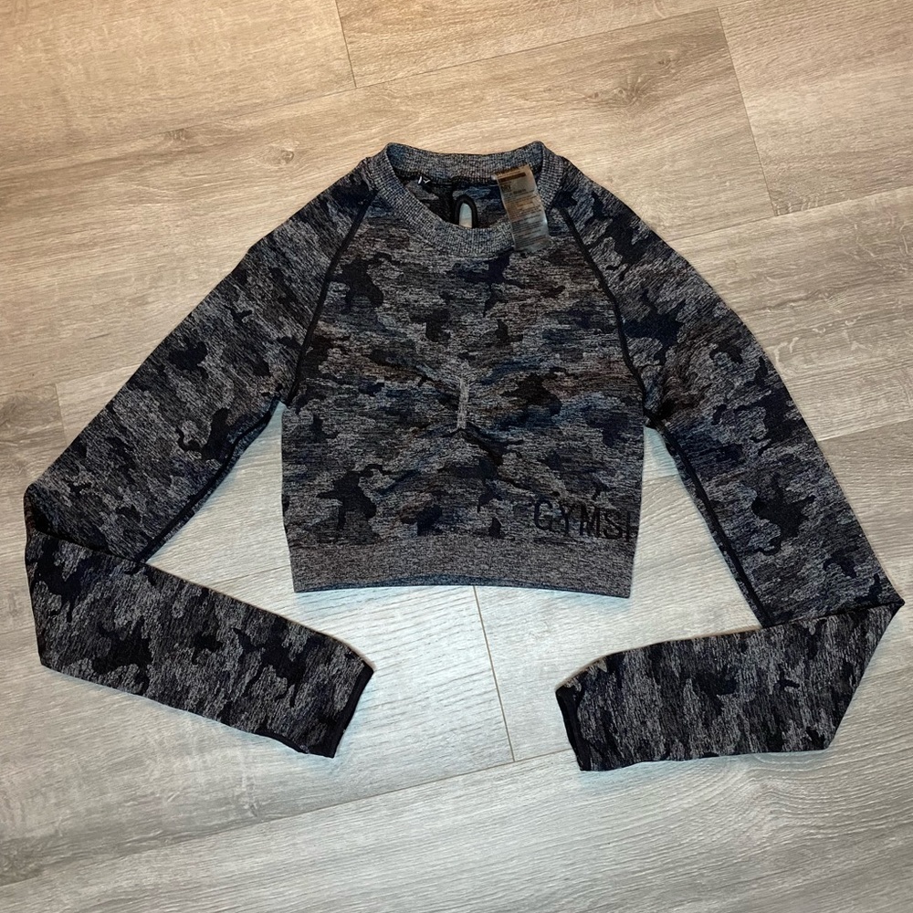 Gymshark Adapt Camouflage Seamless Scrunch Long Sleeve Crop Top